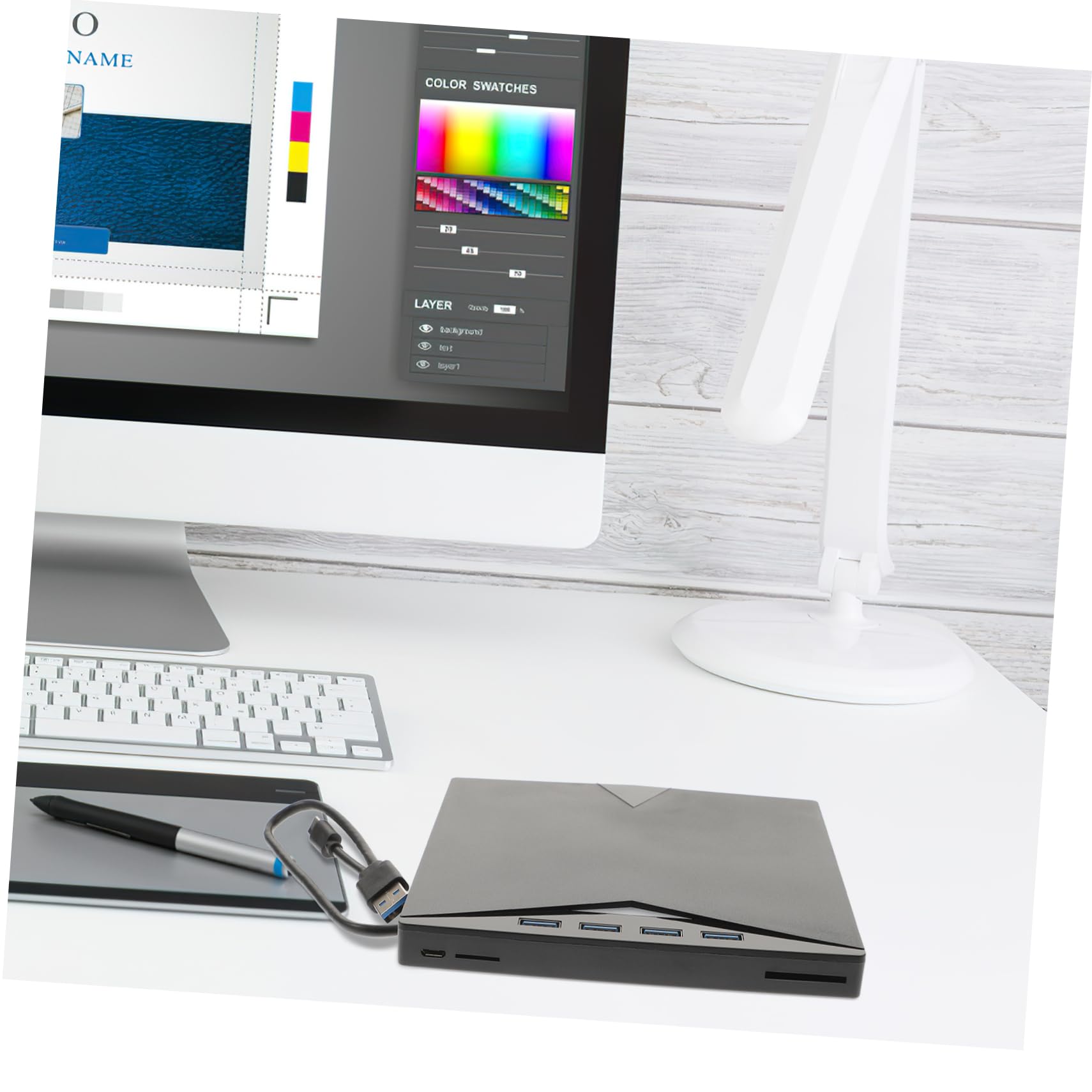 Homoyoyo 4-Piece USB External DVD Drive Burner Writer - Portable CD/DVD ROM Rewriter for Laptop & Computer - Plug & Play for Movies, Music, Software Installation & Data Backup