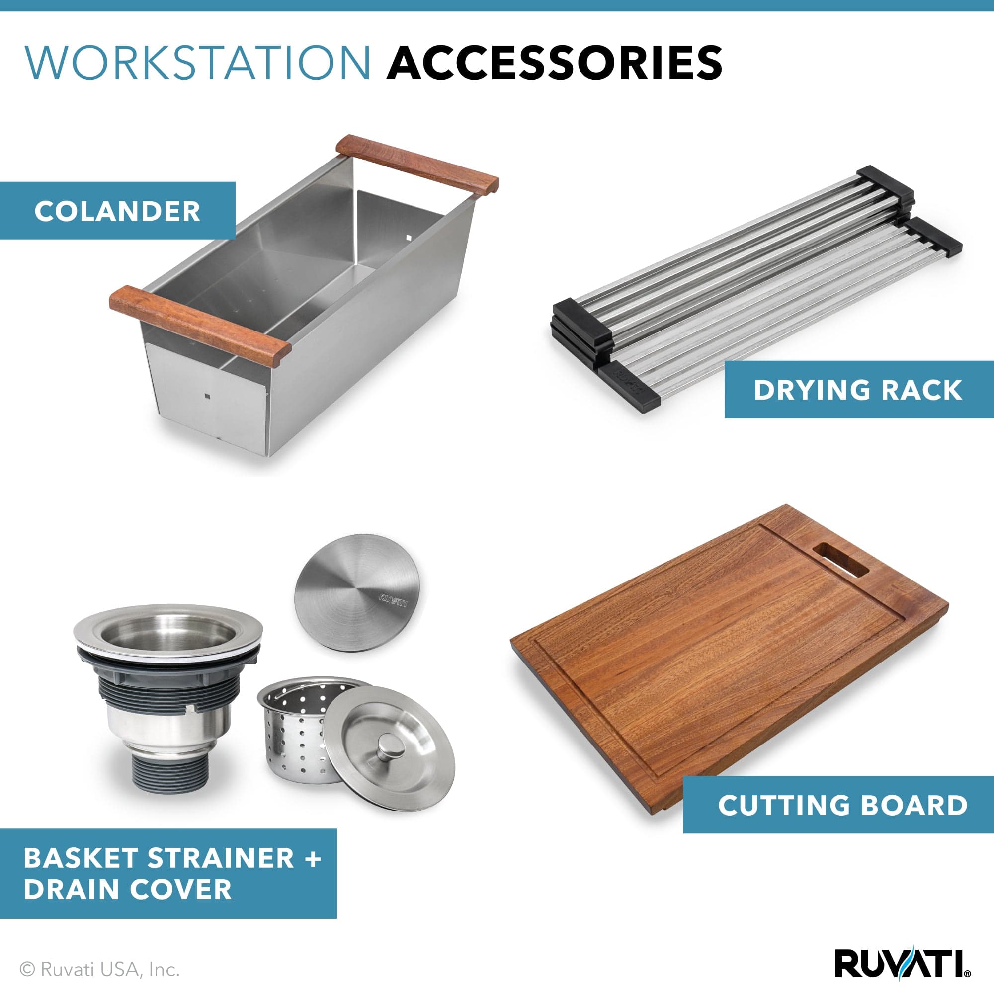 Ruvati Roma 33-Inch Stainless Steel Workstation Kitchen Sink RVH8350 - Perfect for Food Prep, Dishwashing & Small Kitchen Spaces