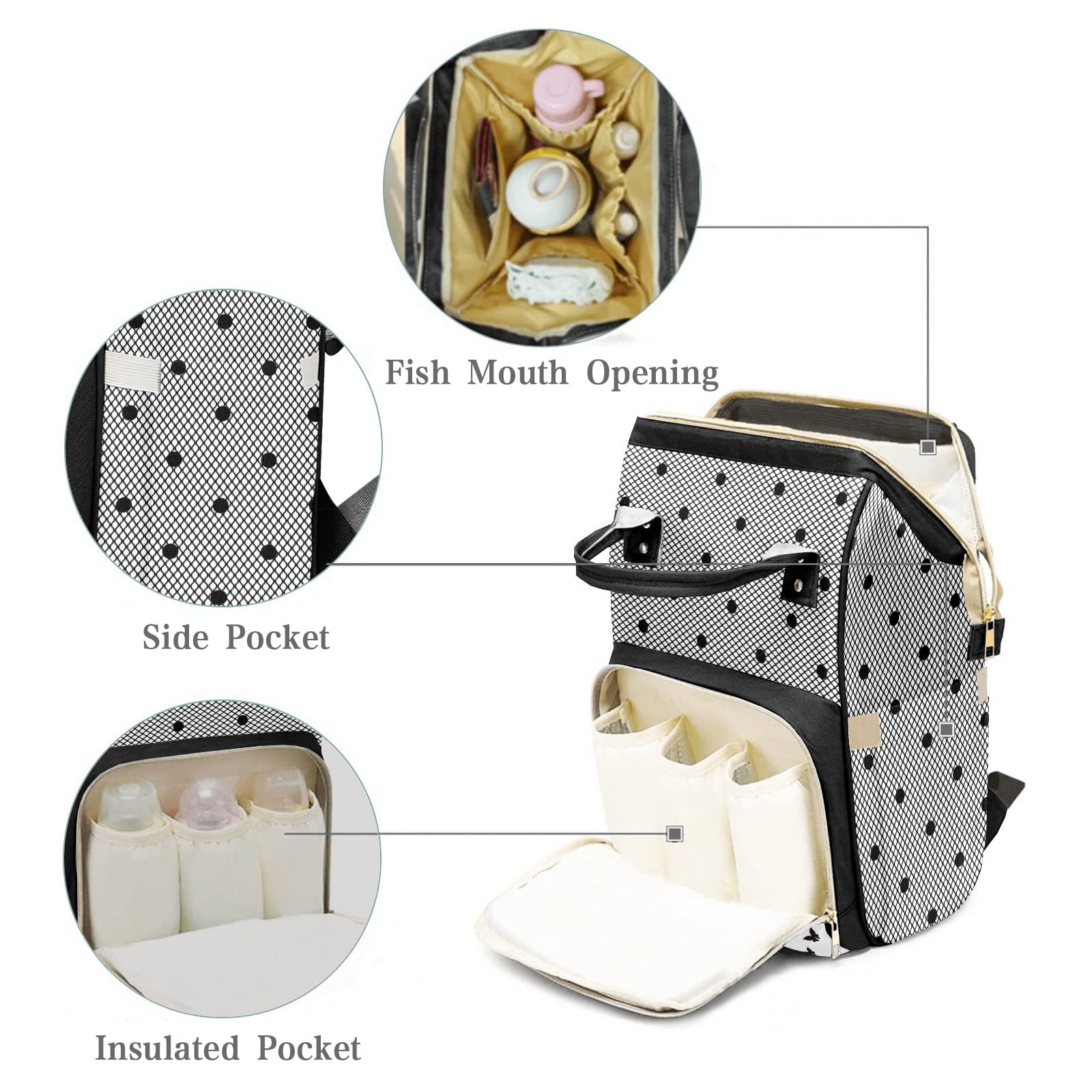 Custom Butterfly Lace Black Diaper Bag Backpack - Personalized Baby Shower Gift for New Moms | Perfect for Travel, Daycare & On-the-Go Parenting