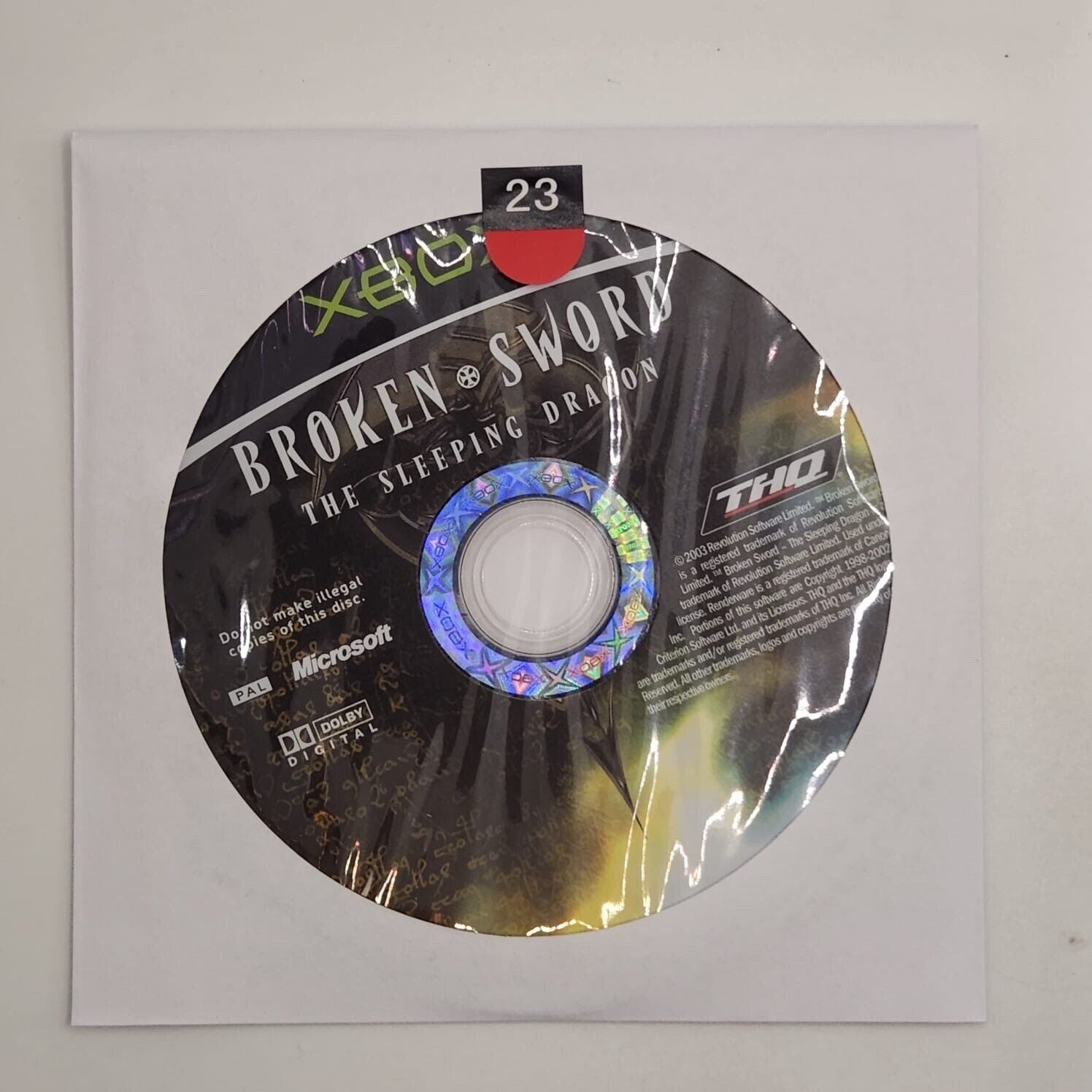 Broken Sword: The Sleeping Dragon - Original Xbox Game Disc Only - Adventure Puzzle Game for Xbox Enthusiasts & Collectors
