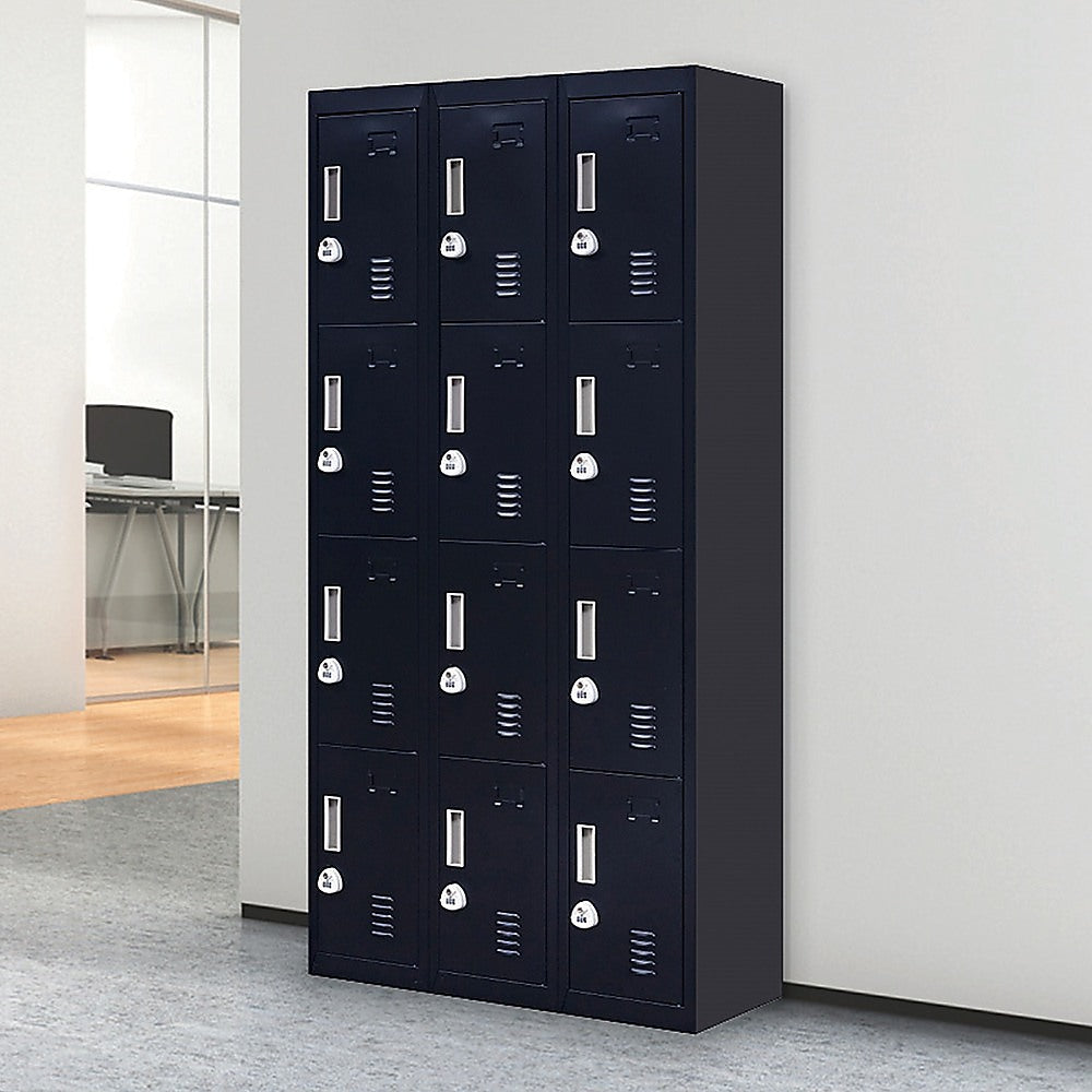 12-Door Locker with 3-Digit Combination Lock for Office, Gym, Shed, School & Home Storage - Secure Organization for Sports Equipment, Work Supplies & Personal Belongings