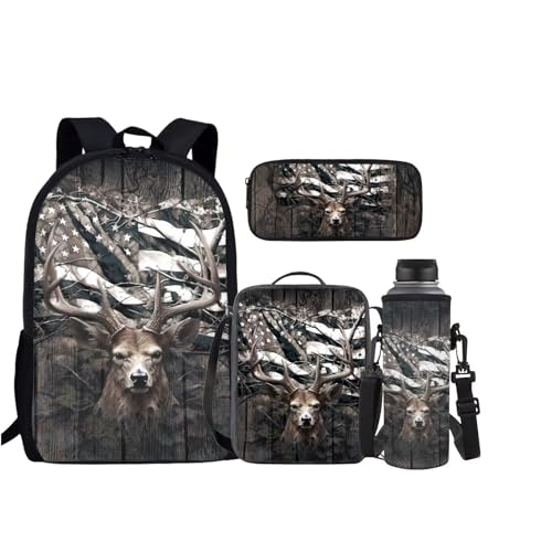 Gray American Flag Deer Printedd