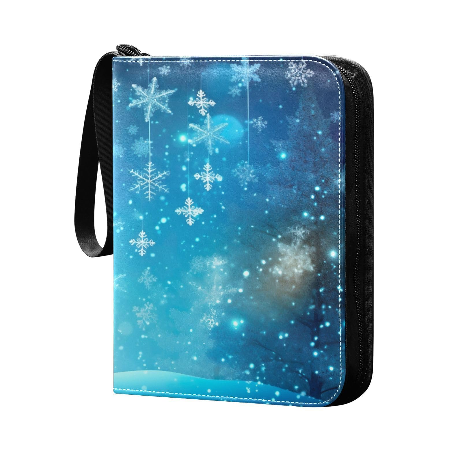 4-Pocket Christmas Winter Snowflake Trading Card Binder Book with 50 Sleeves - Holds 400 Cards, 3-Ring Design for Football, Baseball & Collectible Cards - Perfect for TCG Games, Sports Memorabilia & Holiday Gift Giving