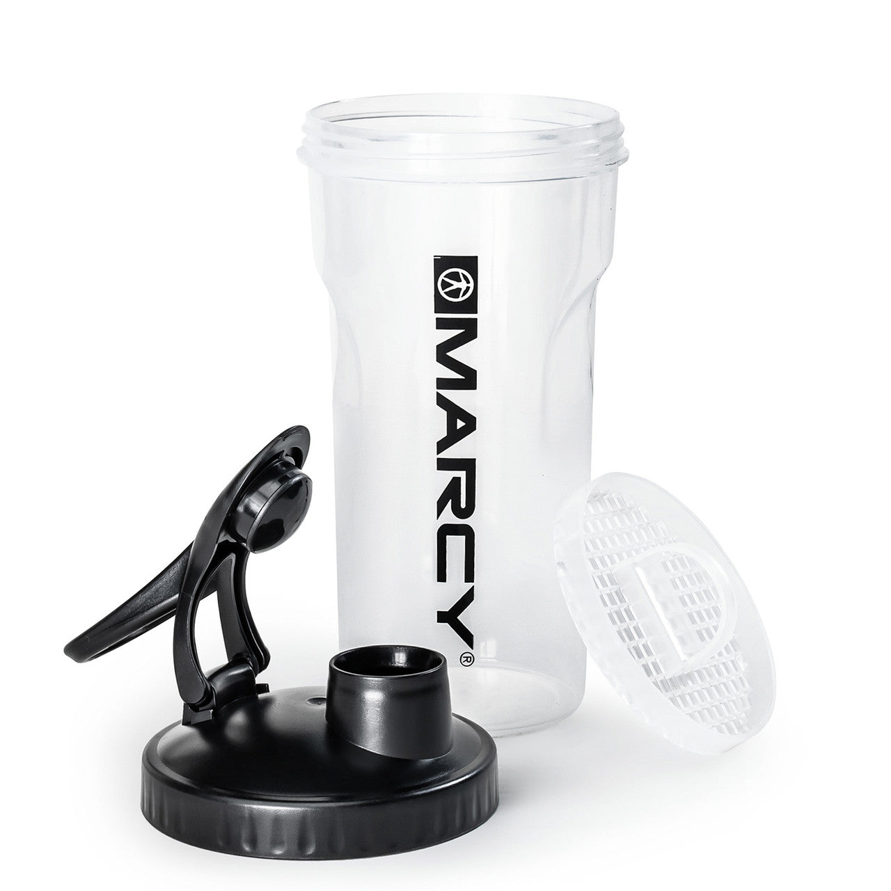 Marcy 23.5 oz Shaker Bottle with Non-Spill Black Lid - Clear Protein Mixer for Gym, Workout & Post-Exercise Recovery