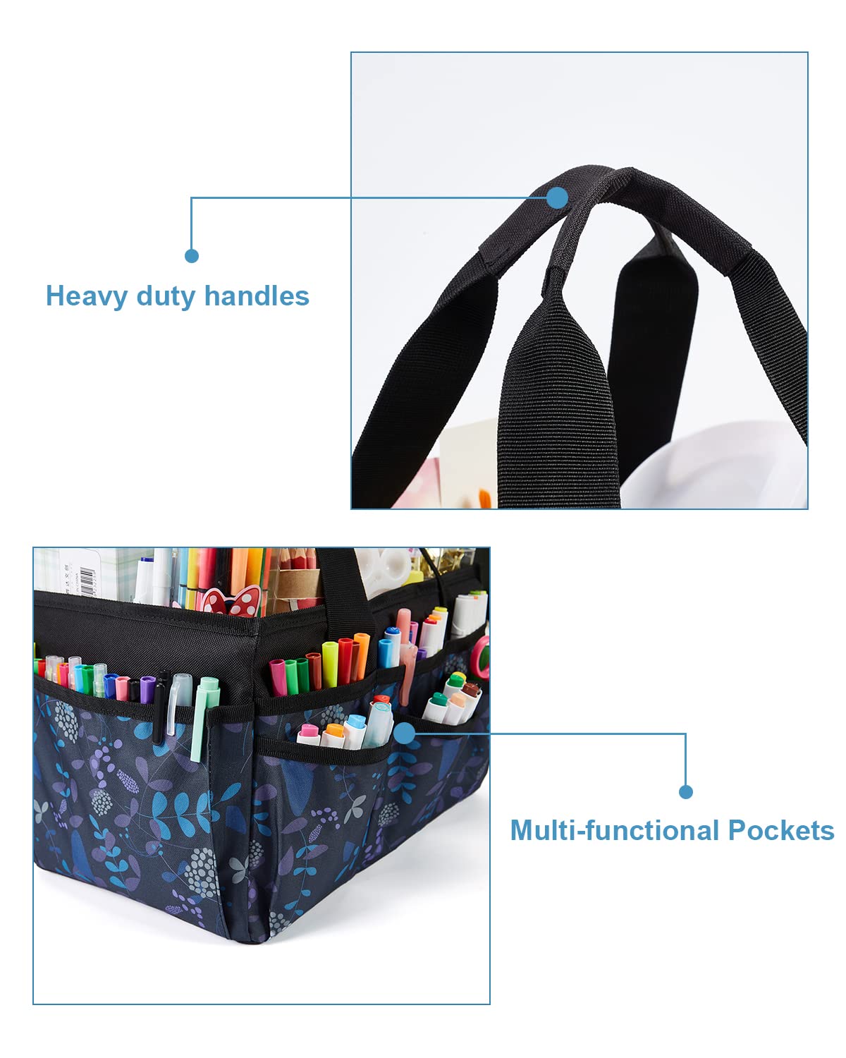 Multi-Purpose Craft Storage Tote Bag - Art Supplies Organizer, Cleaning Caddy & Car Tool Organizer with Handle - Perfect for DIY Projects, Home Organization & Pet Supplies Storage