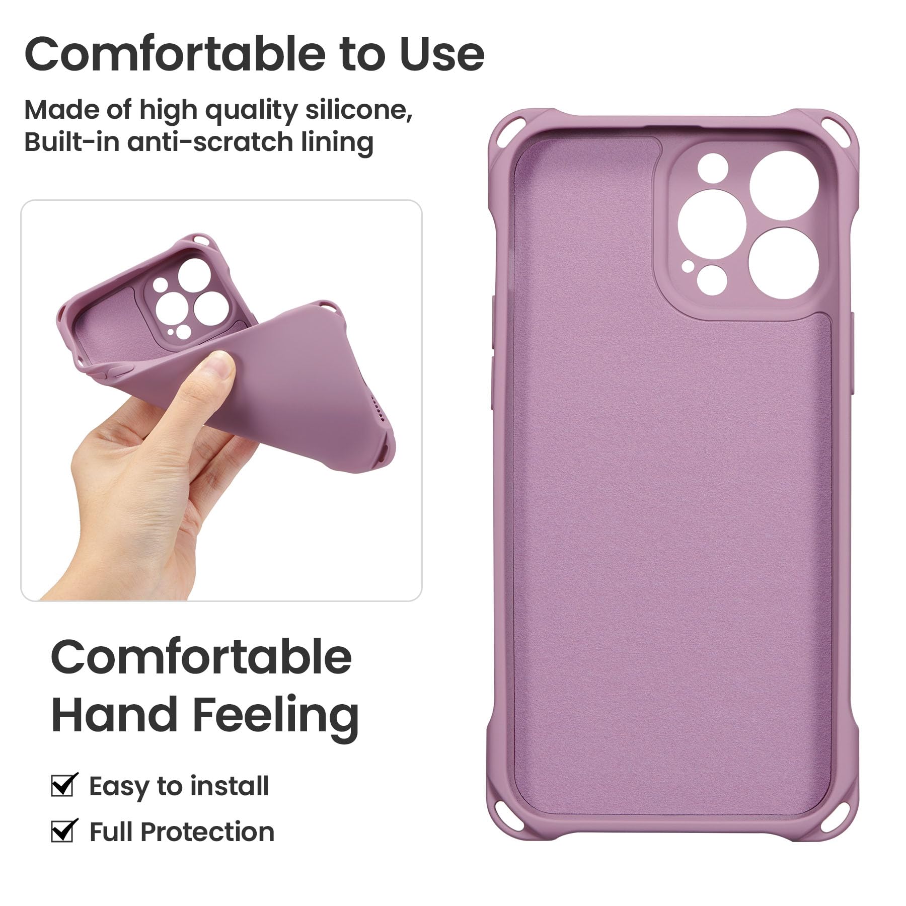 Premium Shockproof Silicone Case for iPhone 13 Pro Max (6.7 inch) with Adjustable Crossbody Lanyard - Light Purple | Perfect for Outdoor Activities, Travel & Hands-Free Convenience