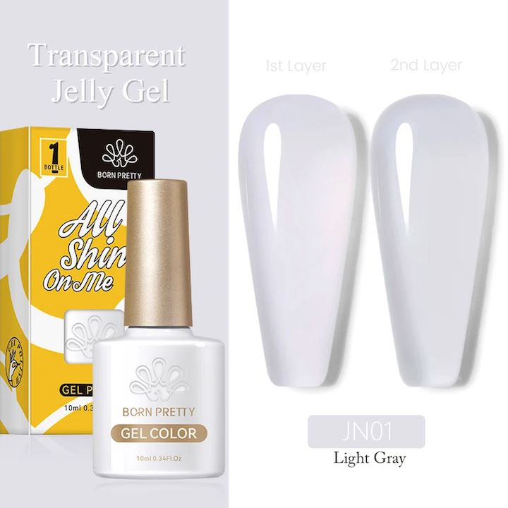 Born Pretty Jelly Nude Gel Polish - Long Lasting Soak Off UV LED Nail Polish for Salon & Home Manicure - Perfect for Weddings, Parties & Everyday Wear