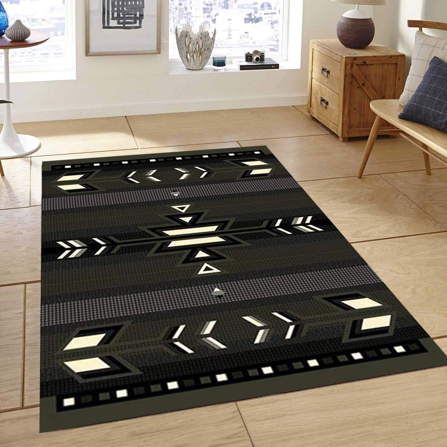 Champion Southwestern Native American Navajo Indian Grey Modern Area Rug 8x10 Feet - Perfect for Living Room, Bedroom & Boho Home Decor