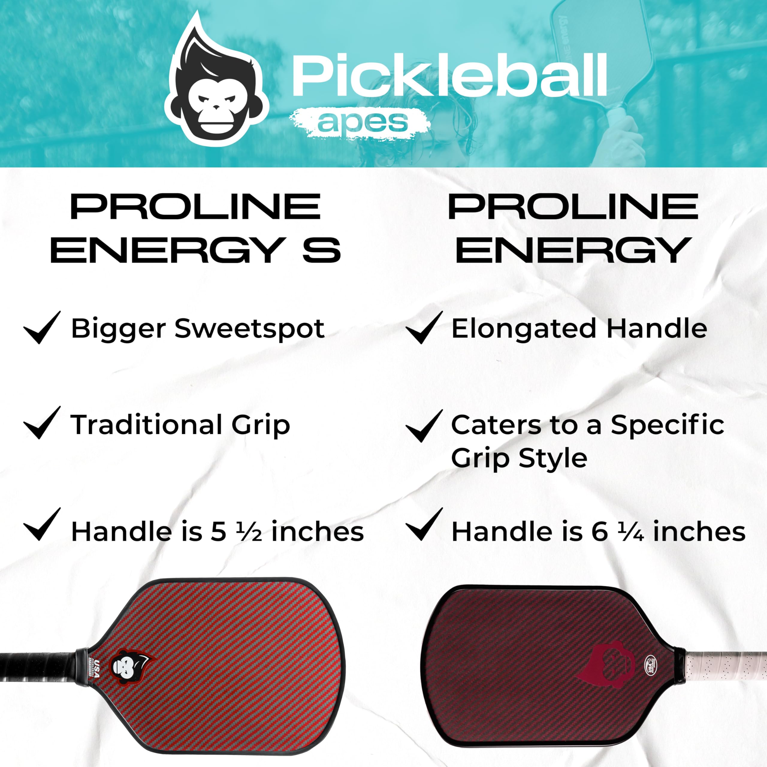 Pickleball Apes Pro Line Energy Paddle - Kevlar Surface & Honeycomb Poly Core for Enhanced Performance | Perfect for Competitive Play & Recreational Games