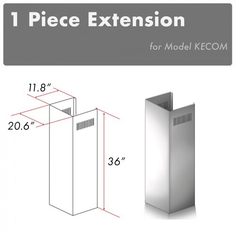 ZLINE 1 36-Inch Chimney Extension for 9 to 10-Foot Ceilings - Stainless Steel Range Hood Accessory (1PCEXT KECOM) - Perfect for Kitchen Ventilation and Stove Pipe Extensions