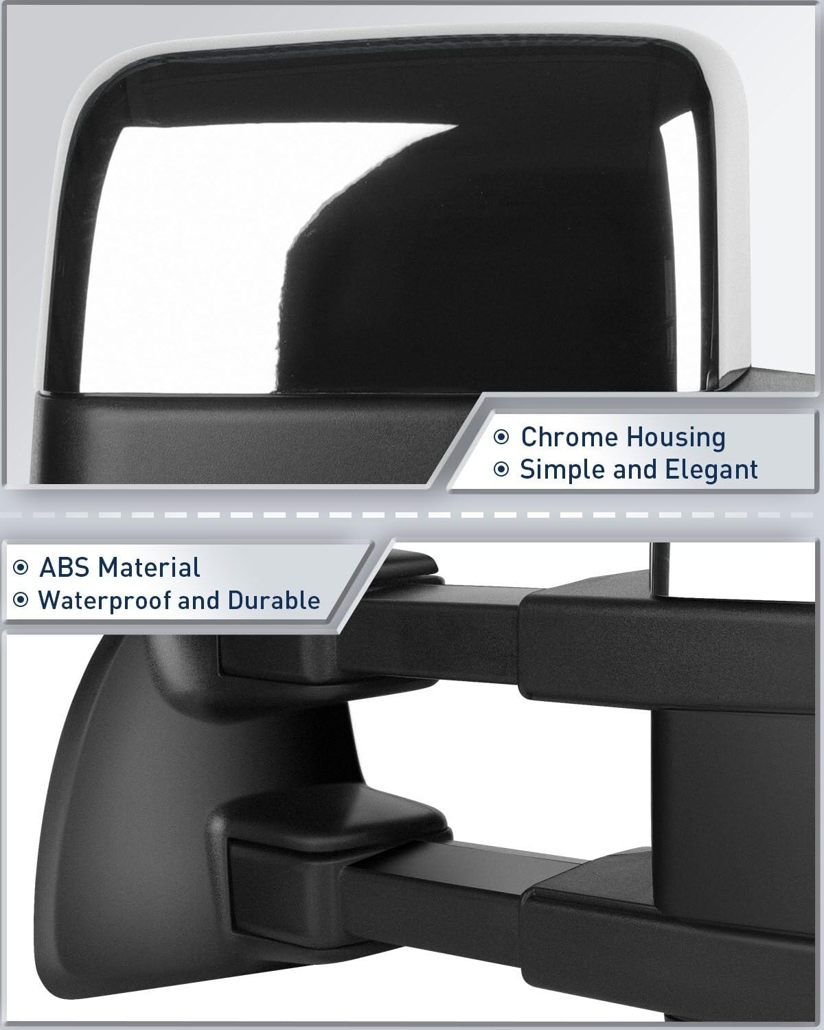 ECCPP Power Heated Towing Mirrors with Puddle Lights for Ford F-150 (2004-2014) | ADP06518701S | Enhanced Visibility & Safety for Towing, Parking & Night Driving