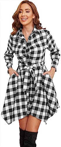 B-pleated Front Chest Black White Plaid