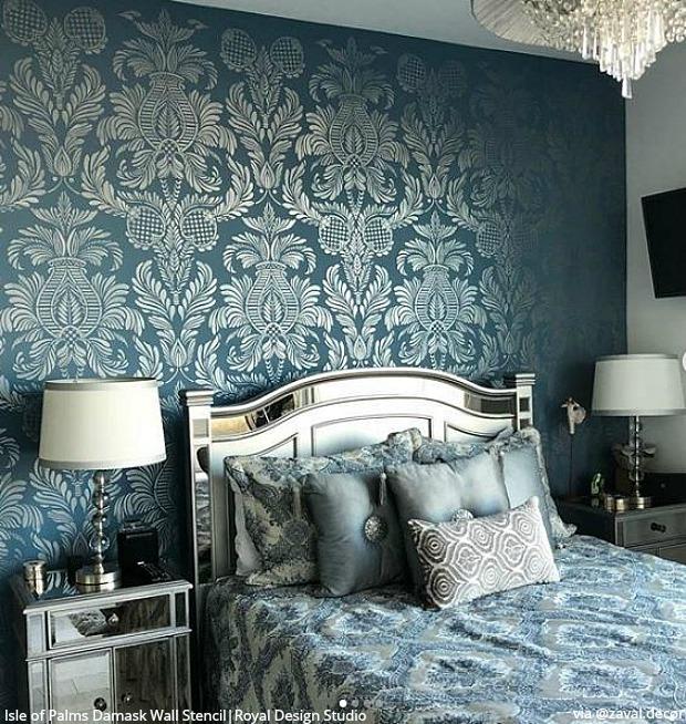 Isle of Palms Damask Wall Stencil - Reusable DIY Painting Template for Home Decor, Accent Walls, and Furniture - Perfect for Bedrooms, Living Rooms, and Craft Projects