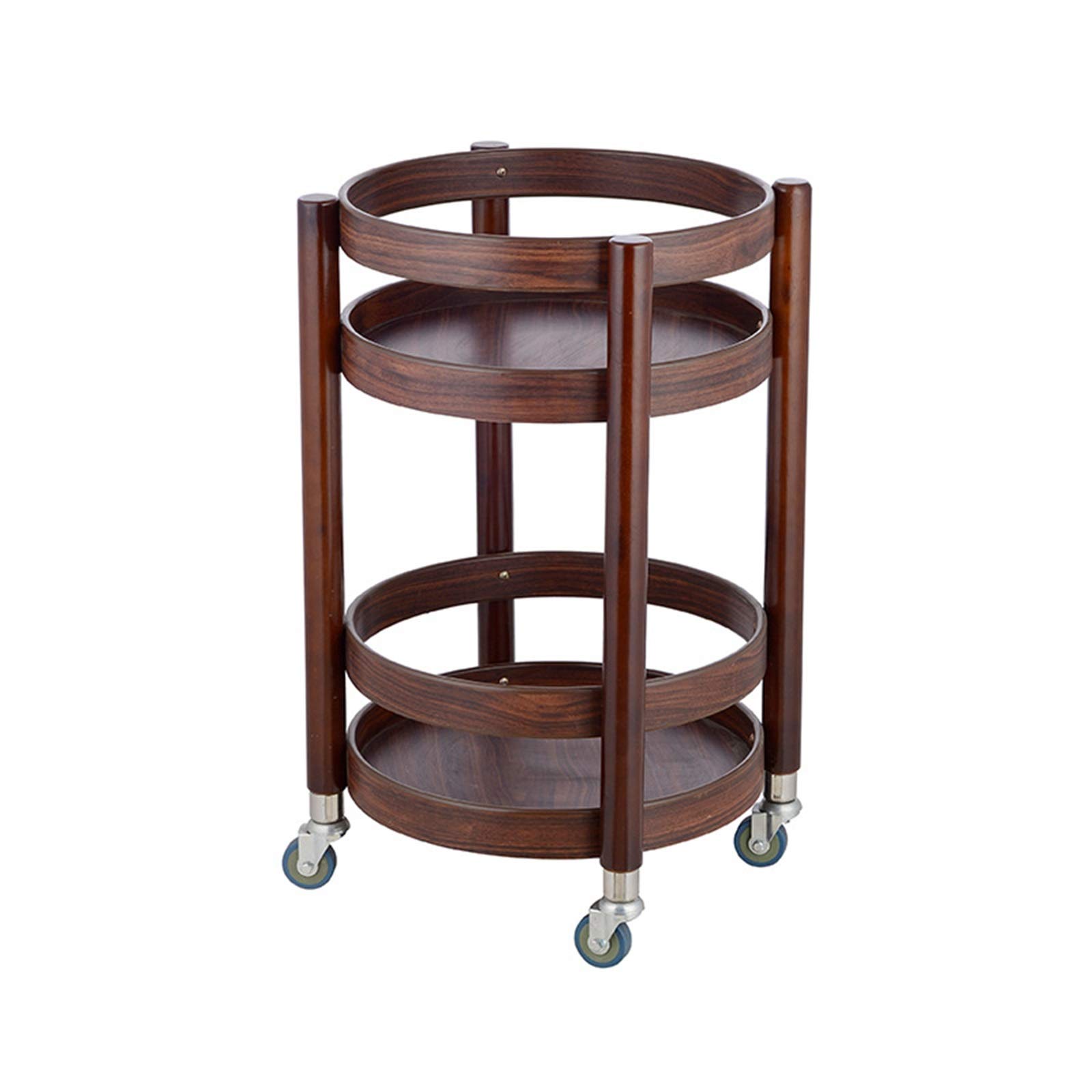 Premium 2-Tier Oval Bar Cart with 4 Wheels - Rolling Serving Cart with Deluxe Tray Top for Kitchen, Living Room, or Hotel - Wine & Tea Serving Cart with Storage - Ideal for Entertaining, Dining, and Home Decor (005A-40X40X66CM)