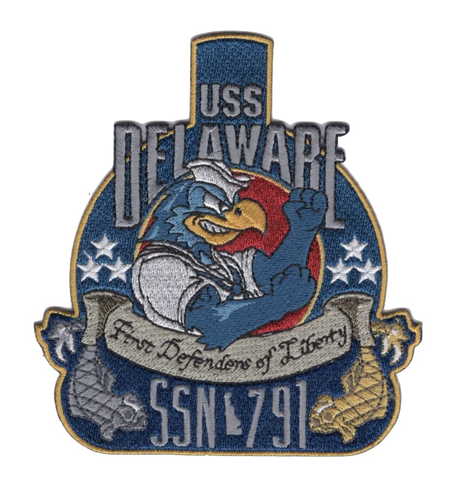 USS Delaware SSN-791 Fast Attack Submarine Embroidered Patch - Military Collectible, Navy Veteran Gift, Submarine Crew Apparel Accessory - Perfect for Jackets, Hats, Bags & Military Display Collections