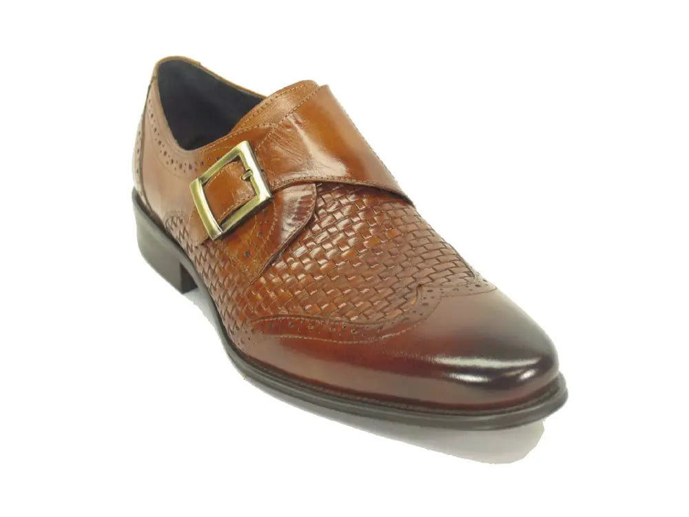 Handcrafted Single Monk Strap Leather Dress Shoes with Braided Detail - Premium Formal & Business Attire for Men - Perfect for Weddings, Office Wear and Special Occasions