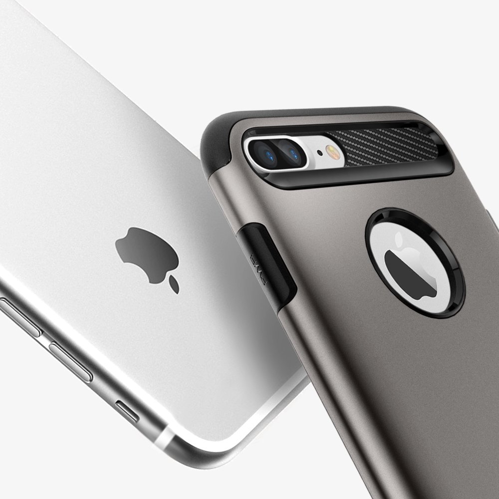 Spigen Slim Armor Protective Case for iPhone 8 Plus & iPhone 7 Plus (2016 Model) - Gunmetal | Shockproof & Slim Design | Perfect for Everyday Use, Work & Outdoor Activities