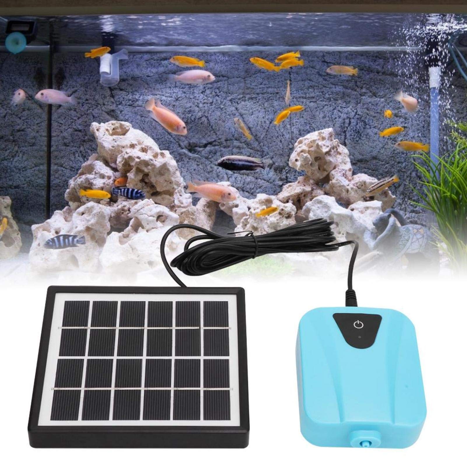 Solar Powered Air Pump for Aquariums - AP003 Dual-Use AC/DC Oxygen Aerator with Solar Panel | Perfect for Fish Tanks, Ponds & Hydroponics Systems