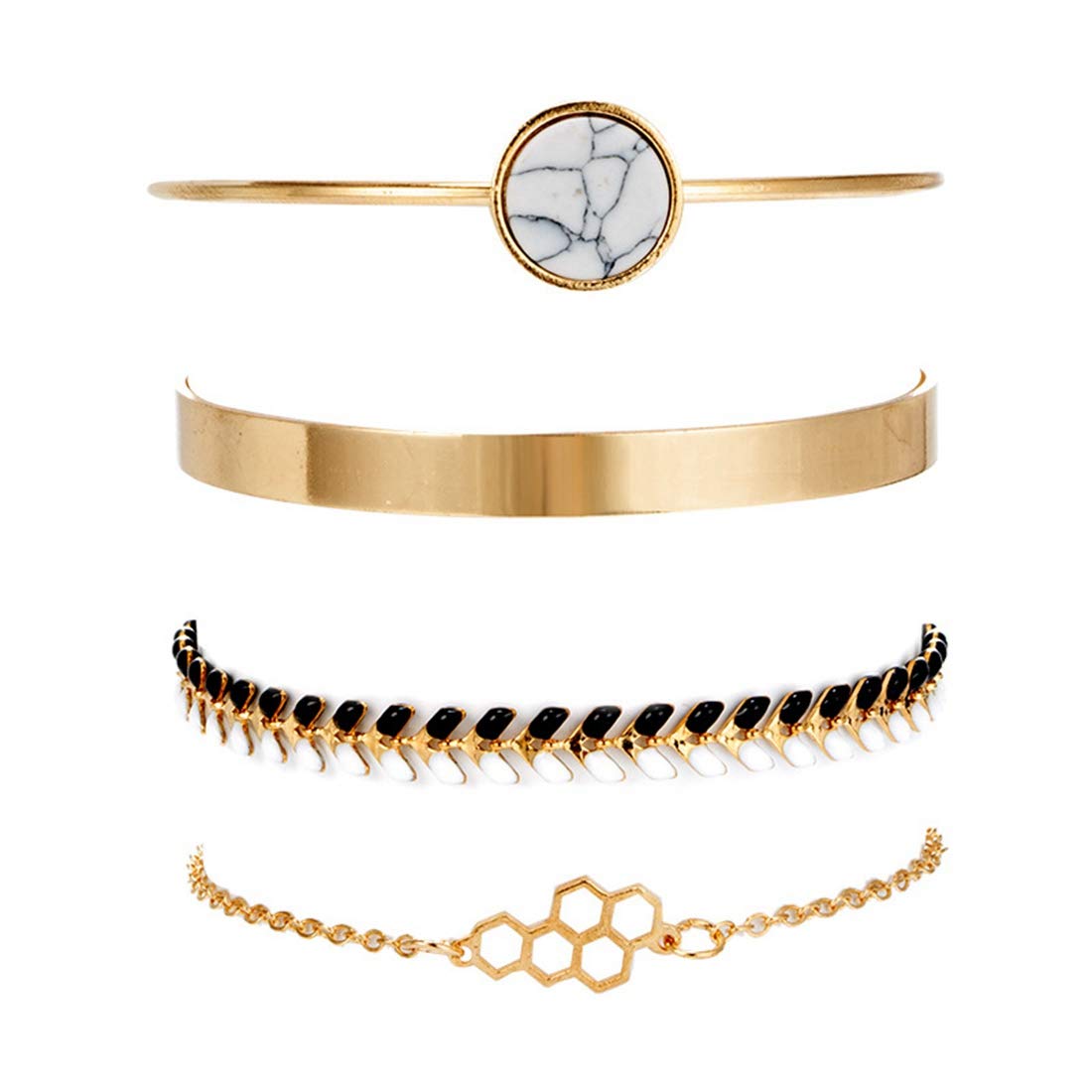 Lullabb Gold Adjustable Olive Leaf Bracelets for Women & Girls - Stackable Wrap Bangle Anklet - Perfect for Beach, Boho Style & Everyday Wear