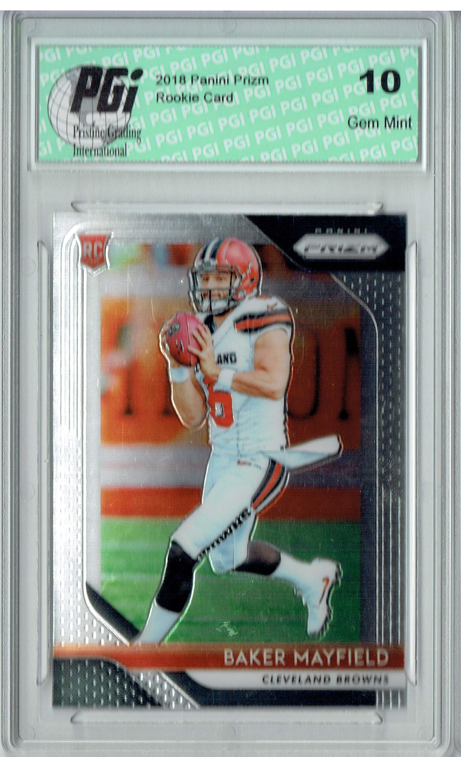2018 Panini Prizm Baker Mayfield #201 SP Rookie Card PGI 10 - NFL Collectible for Fans & Investors, Perfect for Display or Trading