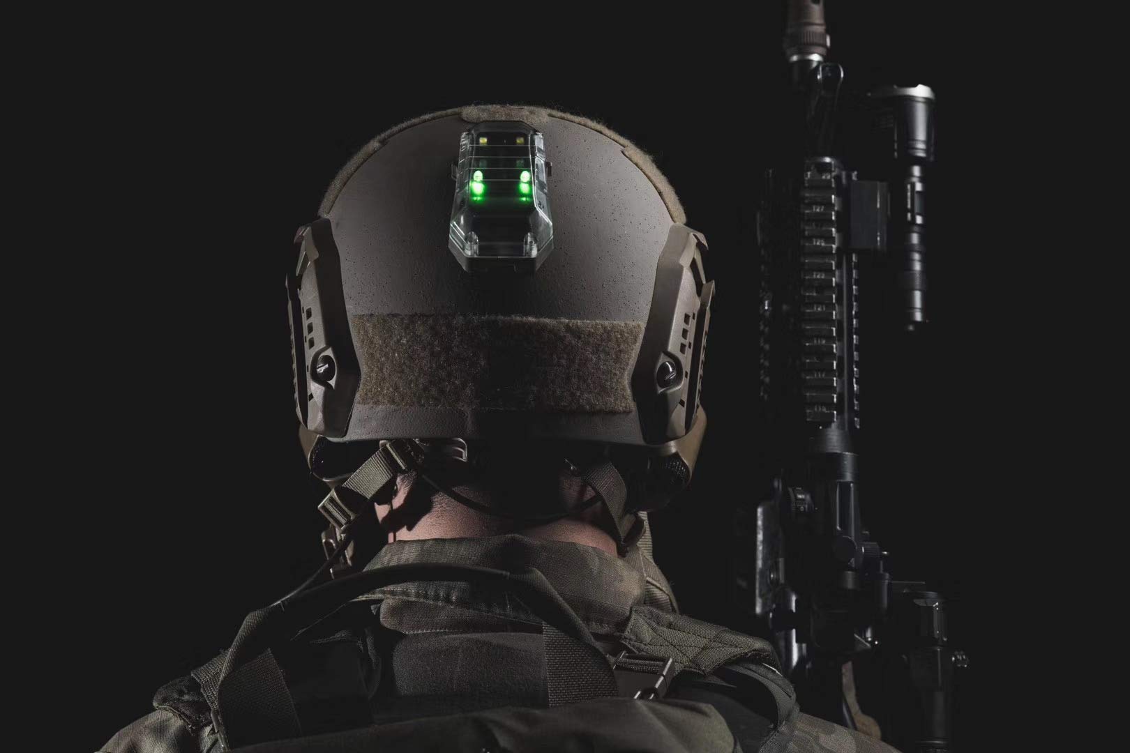 ArmorMason Gen 4 IR + Visible LED IFF Helmet Strobe Light - Black Body with Green LED for Military, Tactical & Airsoft Operations