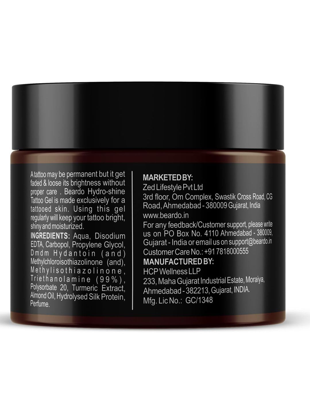 Beardo Tattoo Shiner Gel, 50g - Hydro Gel for Tattoo Healing & Maintenance with Almond Oil & Turmeric Extract | Brightens & Enhances Tattoo Ink for Men & Women | Perfect for Fresh & Old Tattoos, Daily Care & Tattoo Aftercare