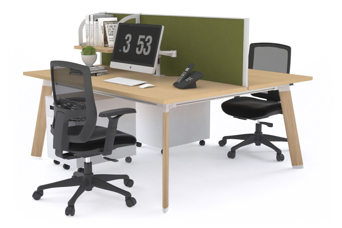 2 Person Workstation with Wood Imprint Frame - 1200L x 700W - Perfect for Home Office, Coworking Spaces & Small Business Teams