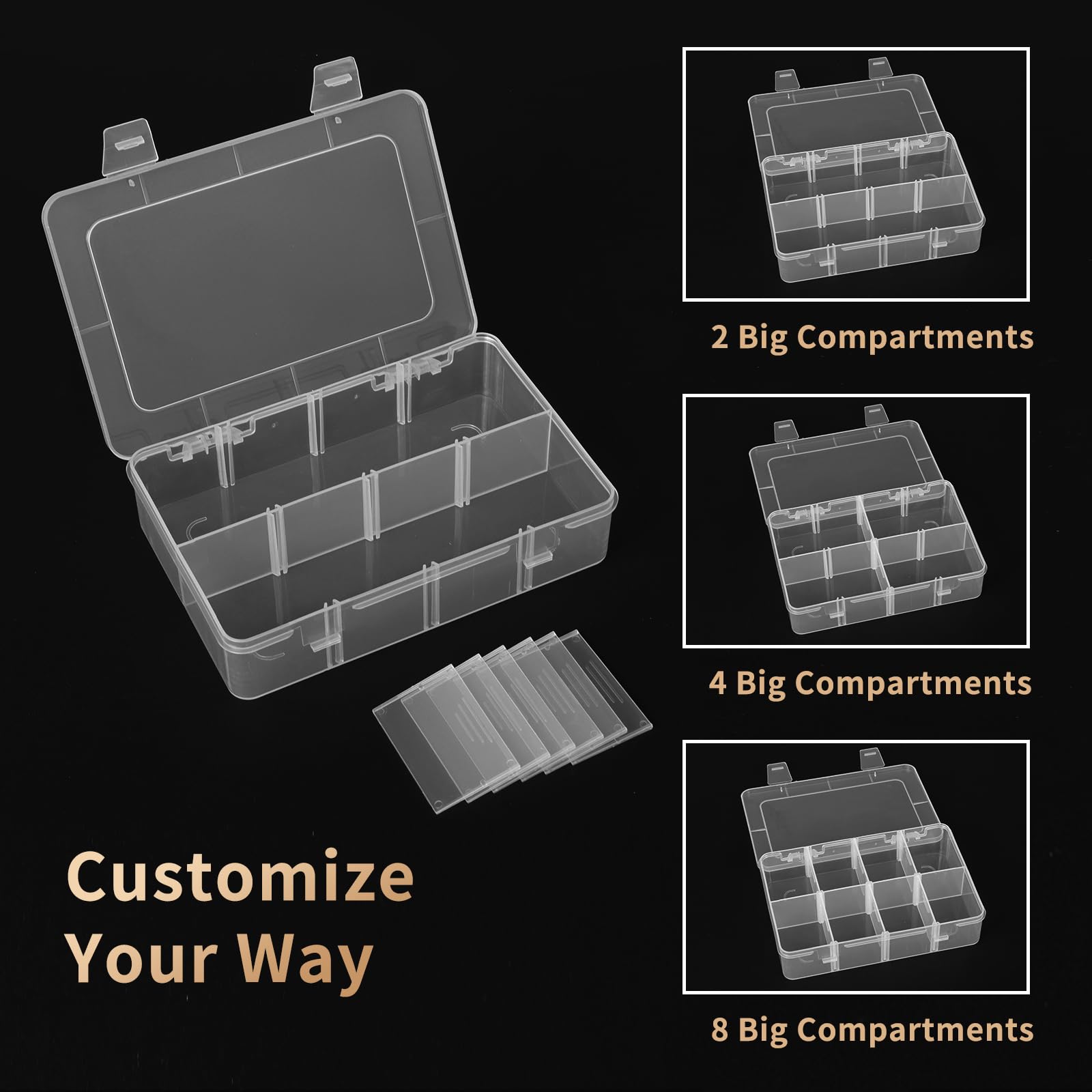 QUEFE 4-Pack Bead Organizer Box with Dividers - for Jewelry, Crafts & Small Parts Storage