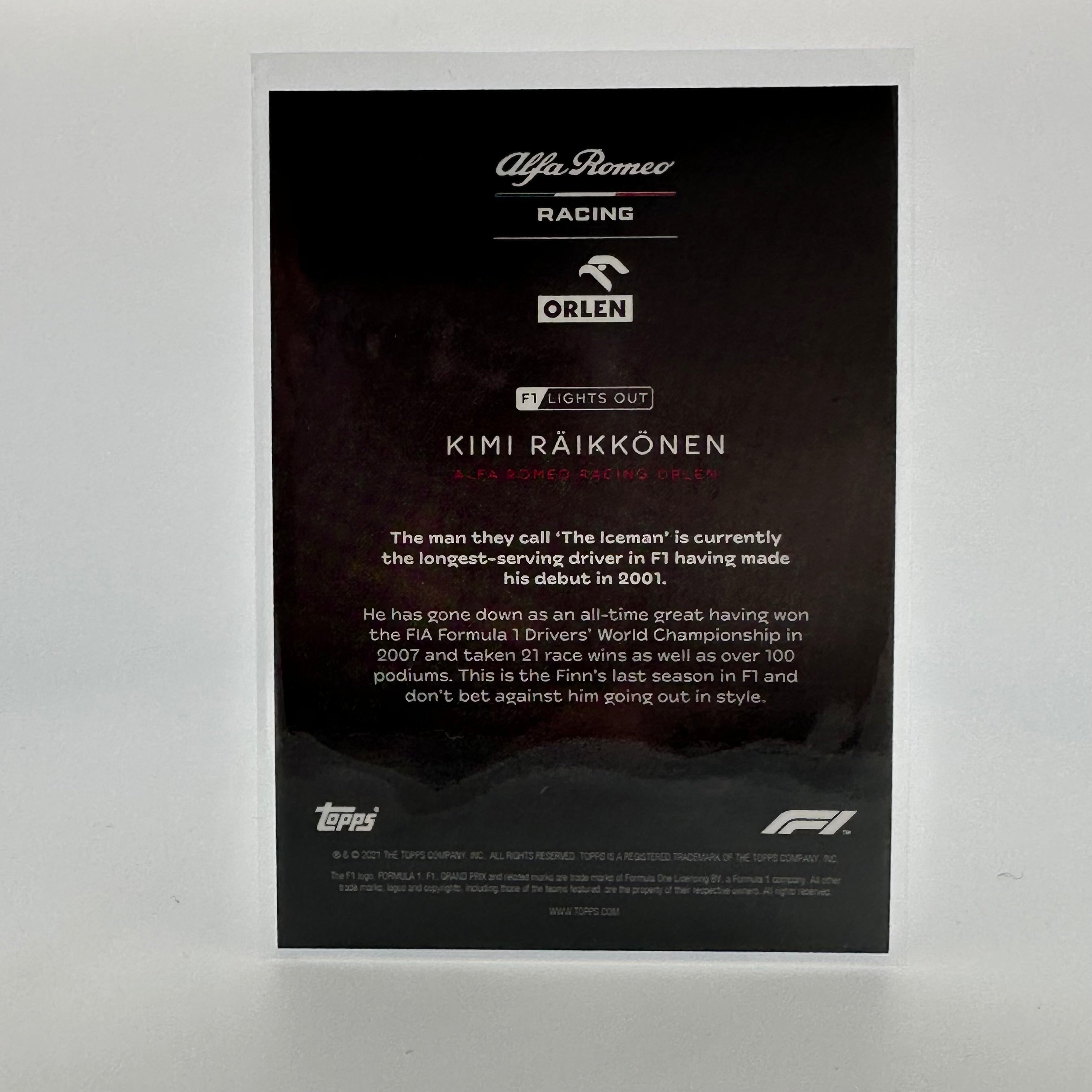 Kimi Raikkonen F1 Racing Driver Collectible - Blue Parallel Edition - Perfect for F1 Fans, Memorabilia Collectors, and Motorsport Enthusiasts