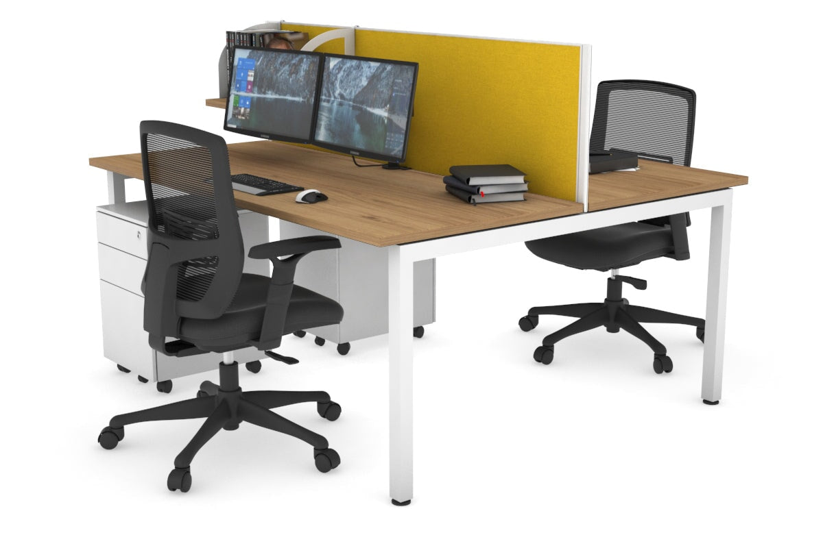 Quadro Square Legs 2 Person Office Workstation Desk [1400L x 700W] - Perfect for Collaborative Workspaces & Home Offices