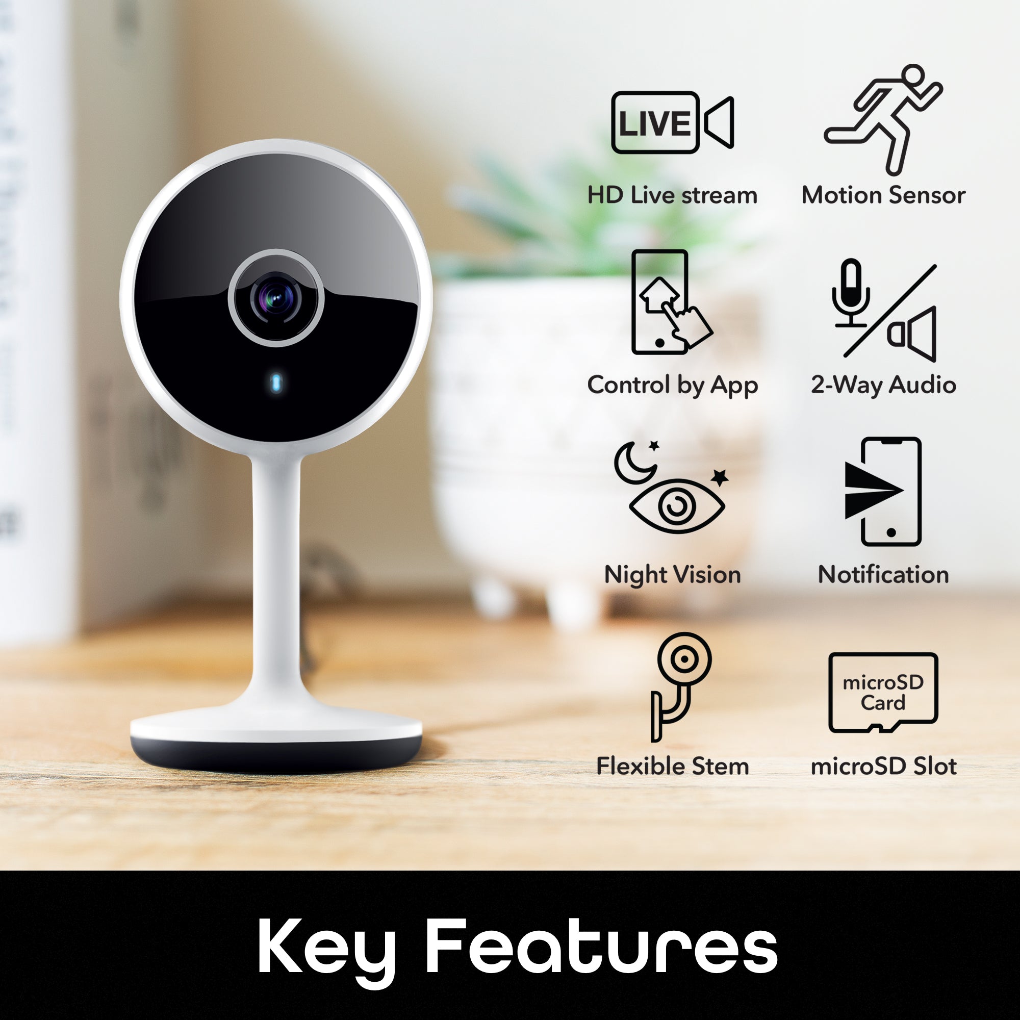 Geeni Vivid 1080p HD Smart Indoor Security Camera with Night Vision & Motion Detection - Monitor Baby, Pets & Home Security