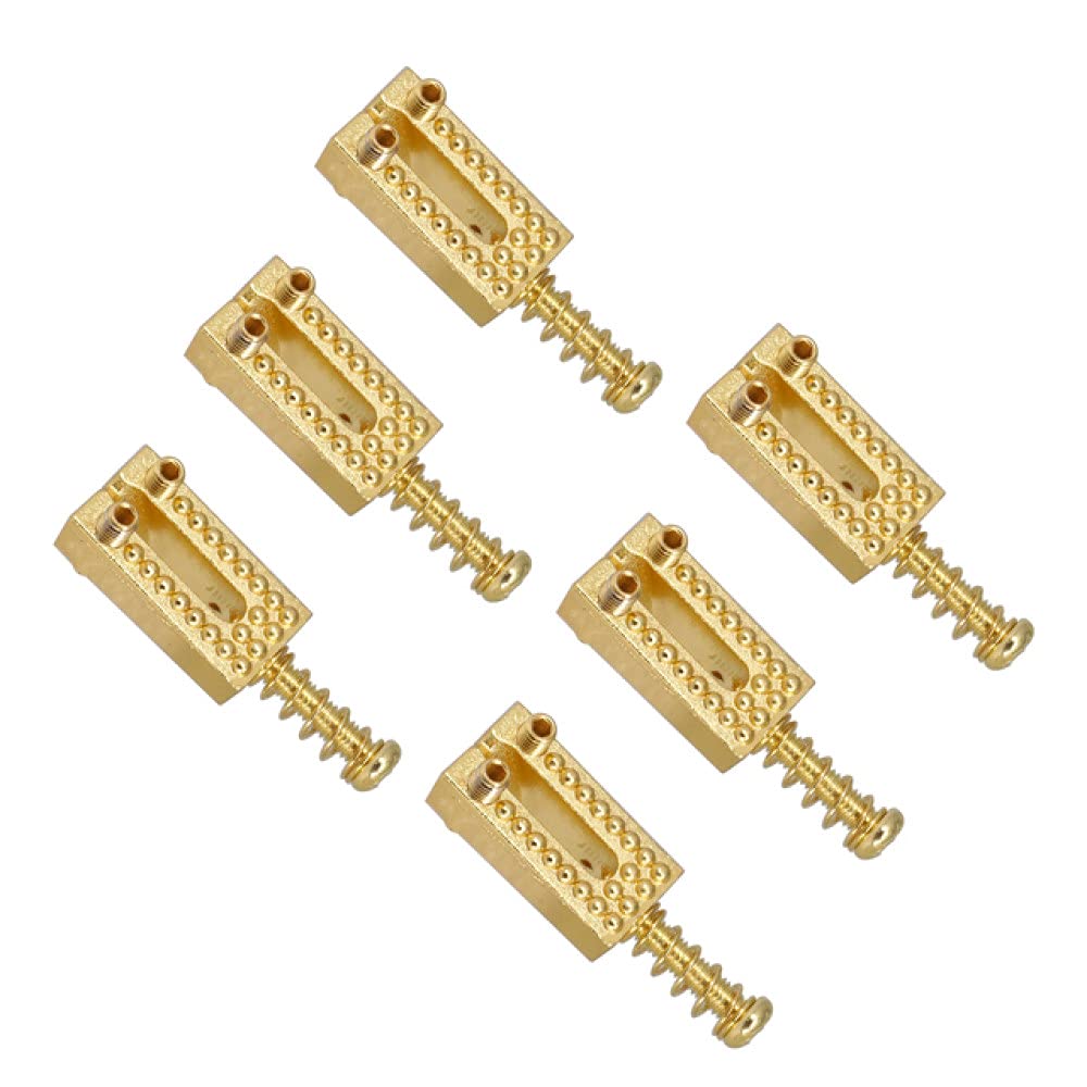 6pcs Vintage Guitar Bridge String Saddles - Zinc Alloy Electric Guitar Accessories (Gold) for Enhanced Tone & Playability | Perfect for Fender, Gibson & DIY Guitar Repairs