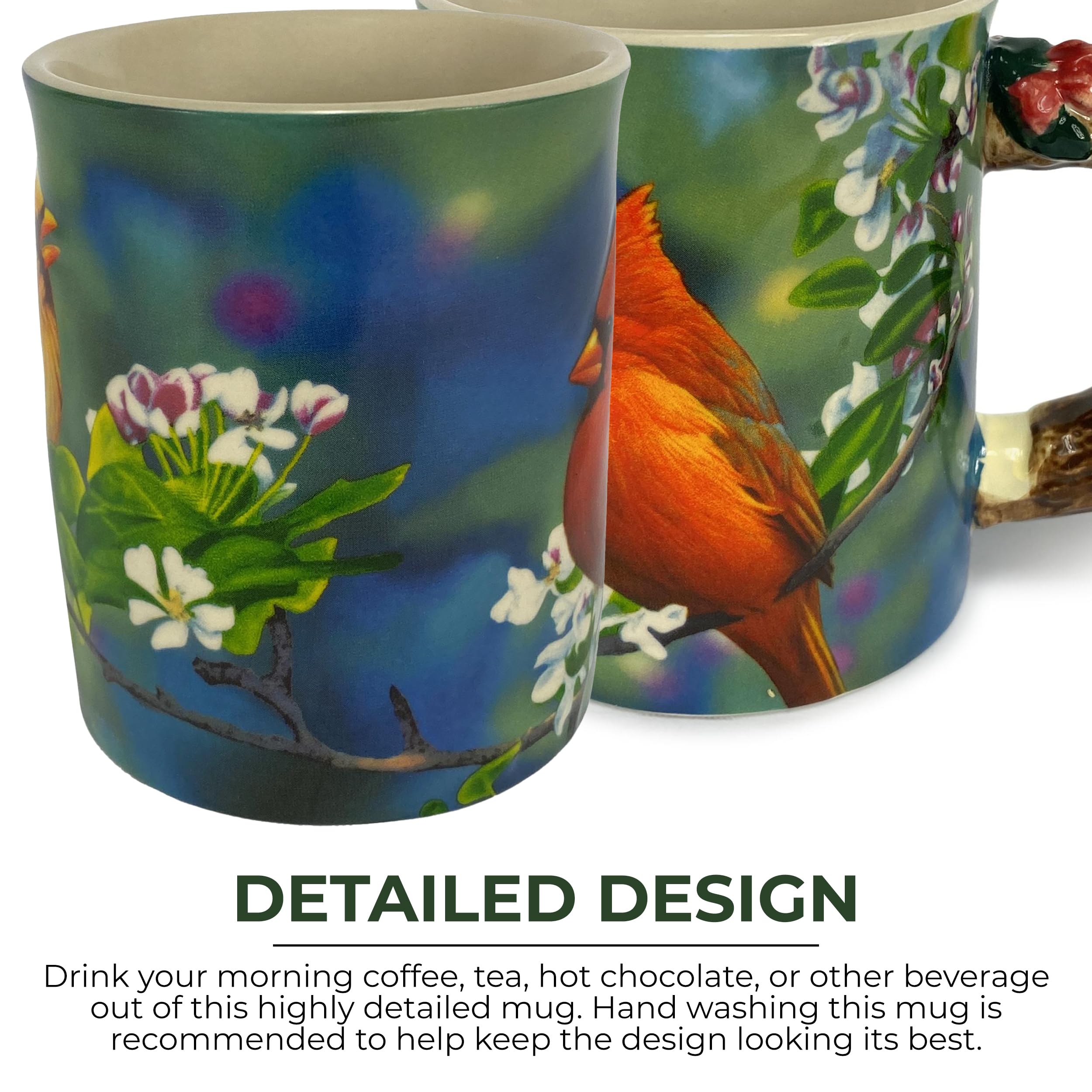 Rivers Edge Products 15oz 3D Ceramic Coffee Mug with Handle - Premium Espresso & Tea Cup for Home, Office, Gift - Perfect for Coffee, Latte, Cappuccino & Hot Beverages