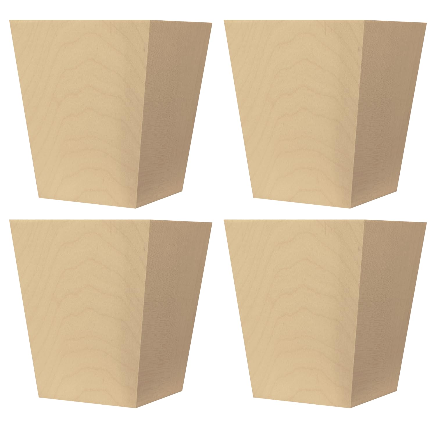 Osborne Tapered Square Wooden Furniture Feet - Set of 4 Soft Maple Replacement Legs for Sofa, Couch, Dresser, Ottoman & Cabinets | Unfinished Sanded DIY Project | Perfect for Home Decor & Furniture Restoration