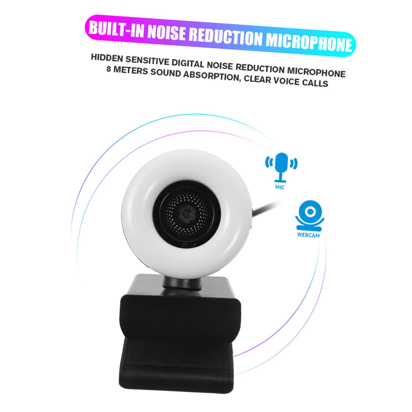 Gadpiparty 1080P HD Webcam with Built-in Microphone & LED Light - USB Computer Camera for Video Conferencing, Live Streaming, Online Classes, and Gaming
