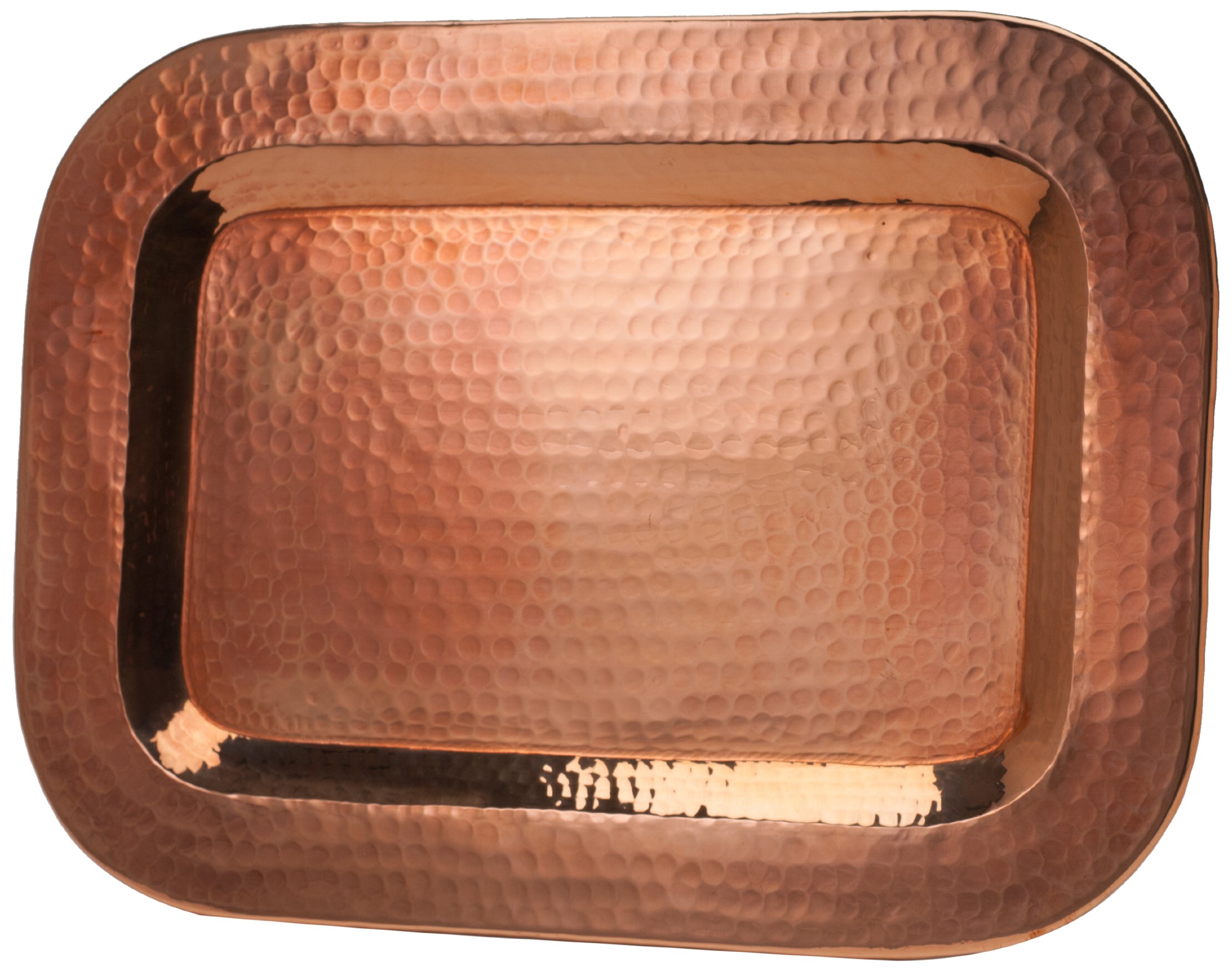 Hand Hammered 100% Pure Copper Rectangle Platter - Sertodo Copper Thessaly Serving Tray for Elegant Dining, Entertaining & Home Decor