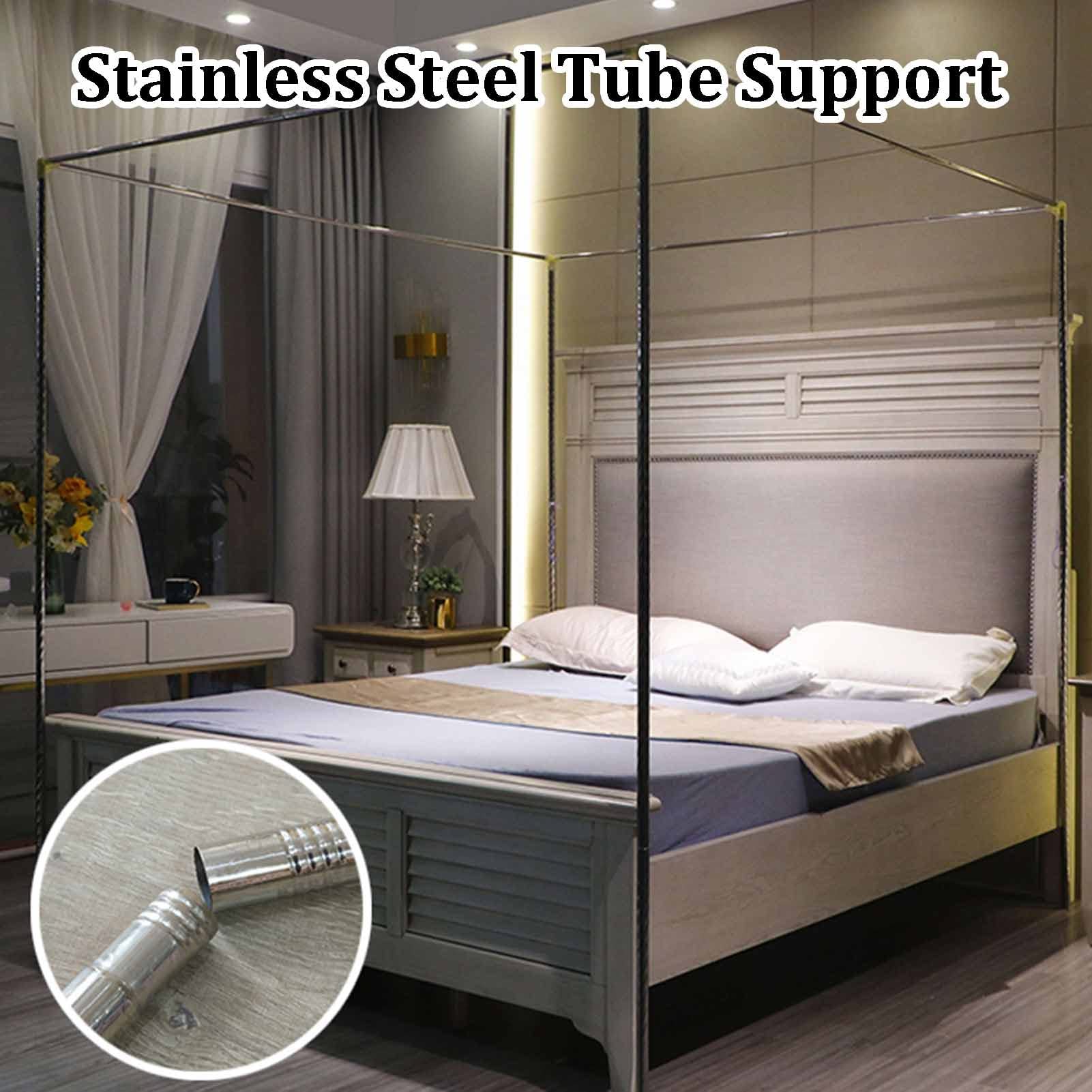 Luxury Floor-to-Ceiling Bed Canopy Mosquito Net for Queen Size Beds (6ft/1.8m) - 4 Corner Support Hanging Bed Curtain - Romantic Bedroom Decor for Wedding, Nursery & Master Bedroom (180x220x200cm, Style 5)