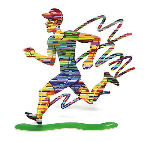 David Gerstein Jog-Man Metal Wall Art Sculpture - Modern Athletic Runner Silhouette Cutout Decor for Home Gym, Office & Outdoor Spaces