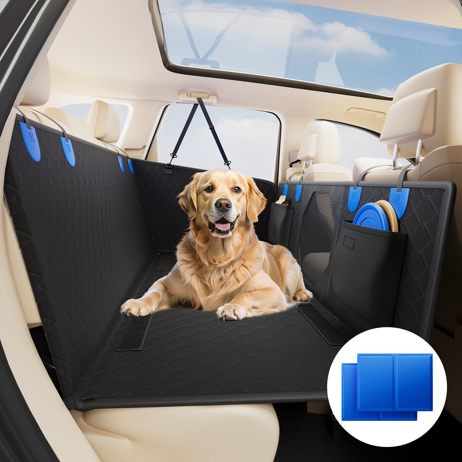 JOYTUTUS Dog Car Seat Cover with Hard Bottom - Waterproof Back Seat Extender for Dogs, Pet Travel Hammock for Cars, Trucks & SUVs | Perfect for Road Trips & Outdoor Adventures