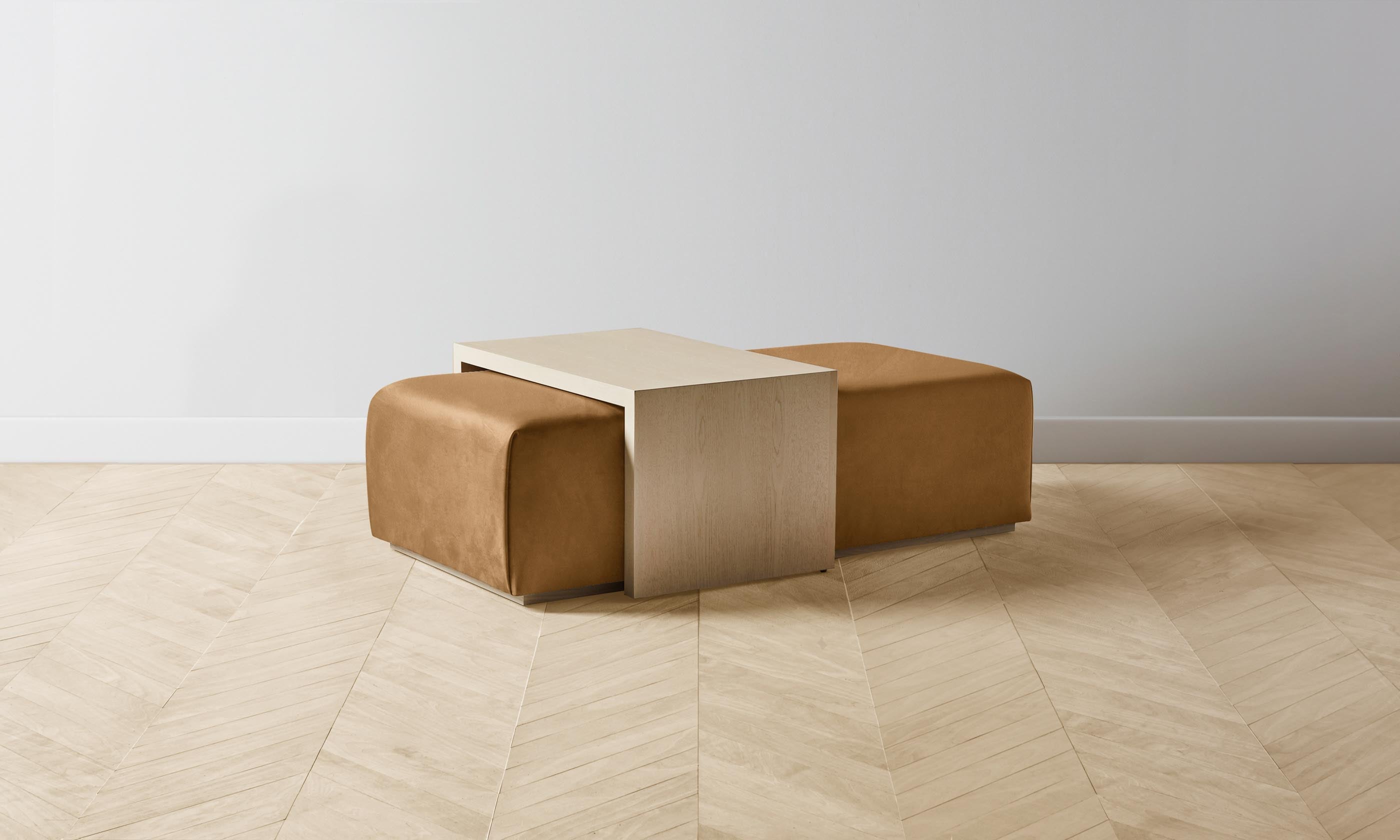 Luxury Nubuck Leather Saddle Ottoman - The Bowery Footrest Stool for Living Room, Bedroom & Office - Comfortable Leather Pouf with Sturdy Wooden Legs