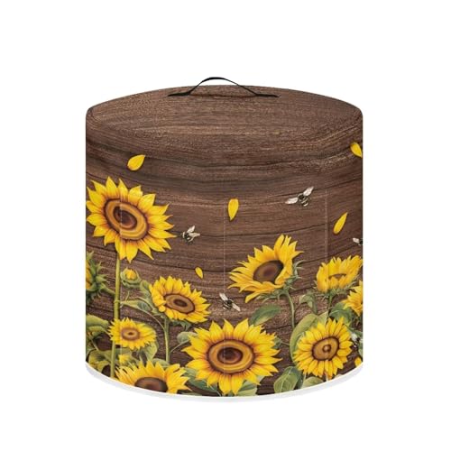 Sunflower Bee Wood Grain