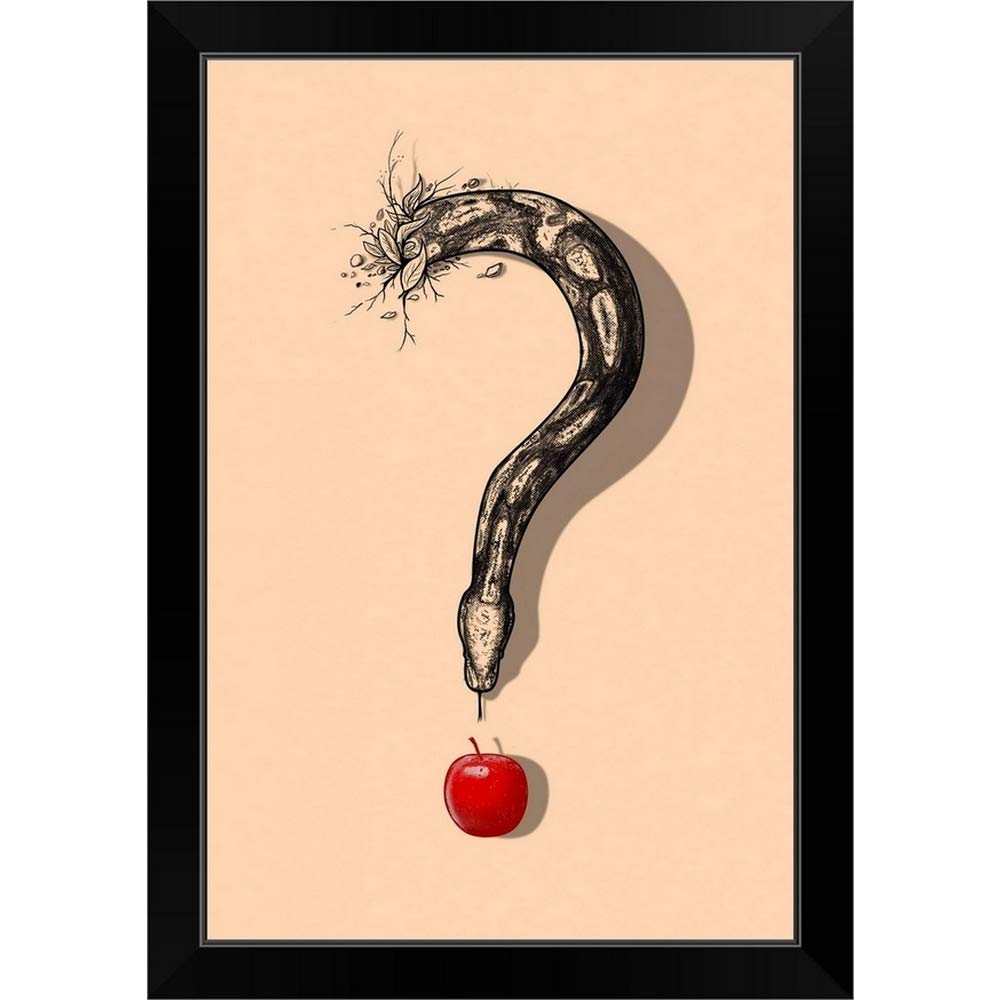 Curious Temptation Black Framed Art Print - Modern Apple Still Life Wall Decor for Home & Office | Perfect for Living Room, Bedroom or Gallery Wall Display