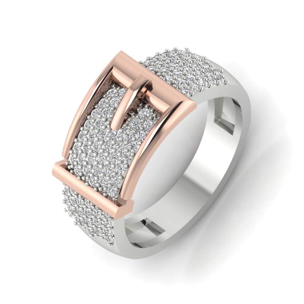0.58ctw Round Cut D/VVS1 Diamond Men's Wedding Band - 925 Sterling Silver Two-Tone Gold Plated Ring for Engagement, Anniversary & Special Occasions