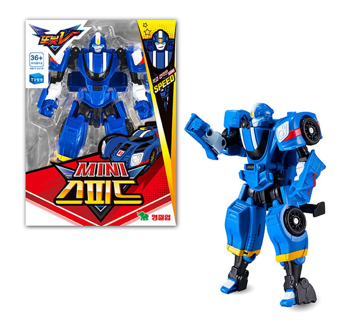 Tobot V Mini Speed Transforming Robot Action Figure Toy - Korean Collectible for Kids & Adults - Perfect for Playtime, Display & Gifts