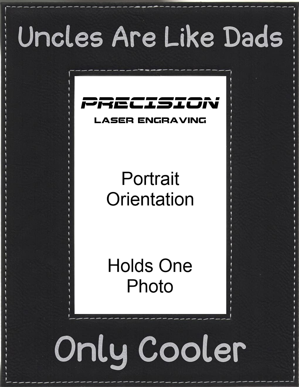 Personalized Engraved Leatherette Picture Frame - Unique Gift for Uncle, Dad & Cool Father Figures - Perfect for Birthdays, Father's Day & Family Keepsakes