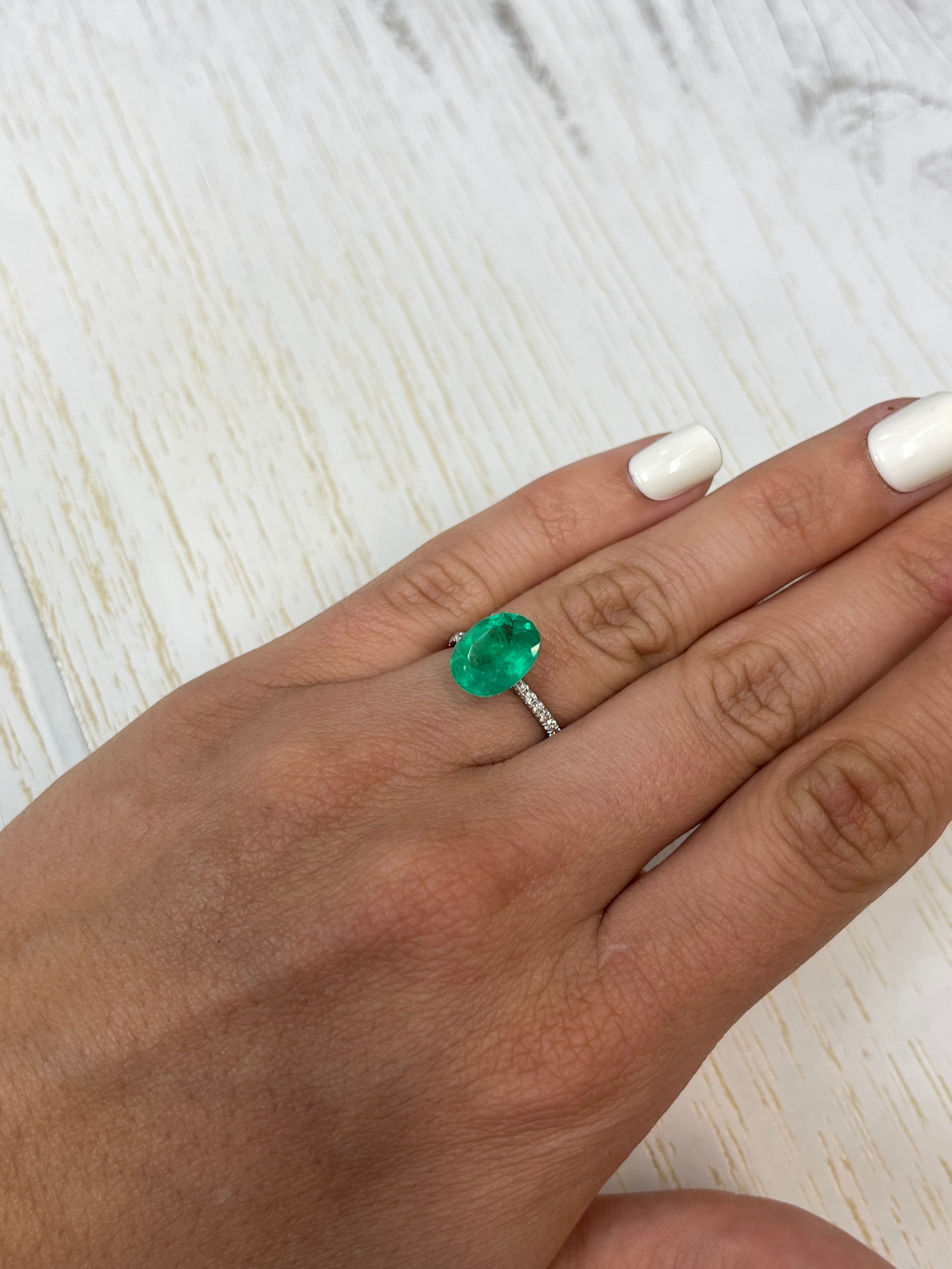 4.04 Carat 12x9mm Yellowish Green Natural Loose Colombian Emerald Oval Cut Gemstone for Jewelry Making, Engagement Rings & Collector's Items