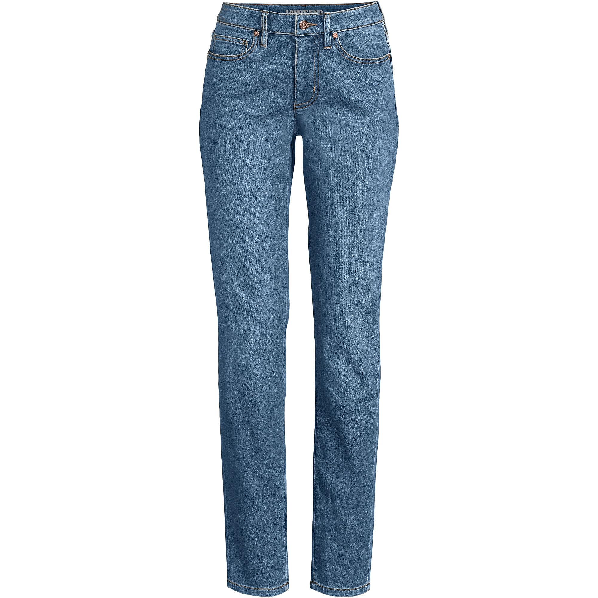 Lands' End Women's Recover Mid Rise Boyfriend Jeans - Comfortable Stretch Denim Pants for Casual Wear, Work & Everyday Outfits