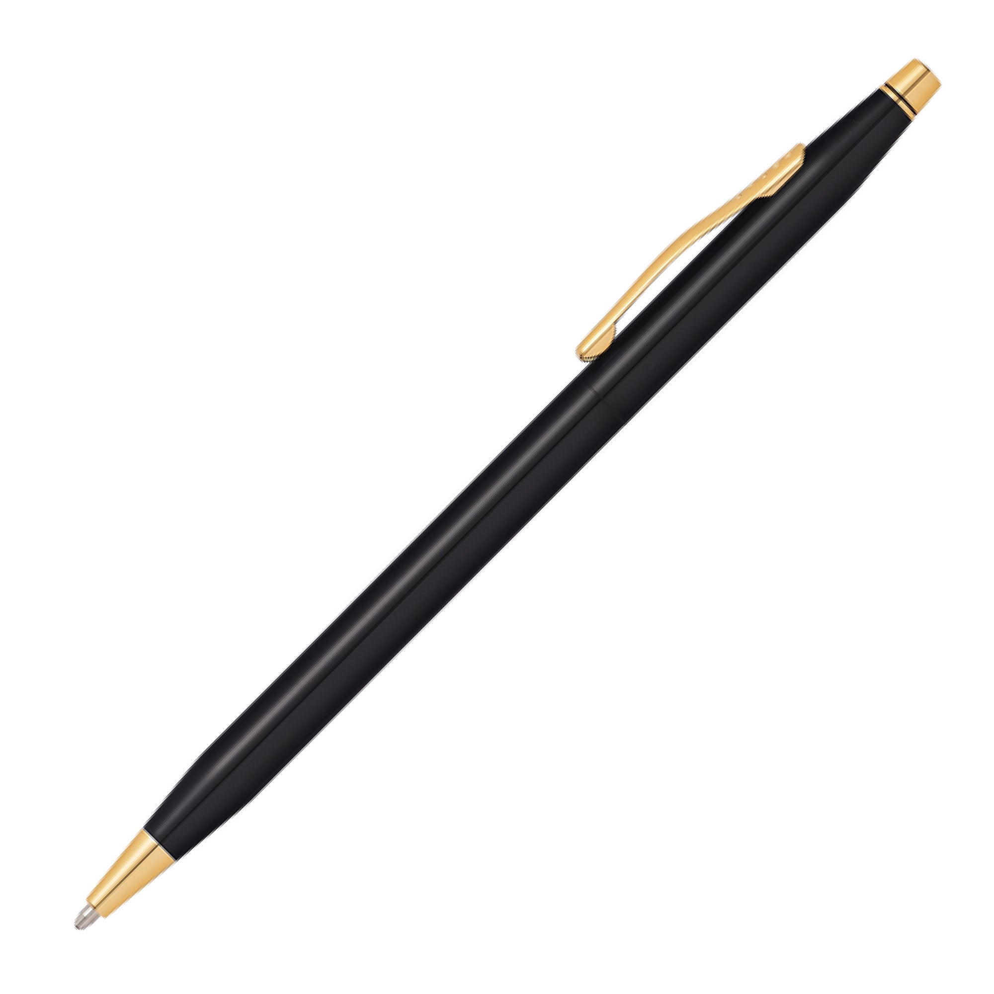 Classic Century Glossy Black PVD Gold Trim Ballpoint Pen - Premium Writing Instrument for Business, Gifts & Signatures | Elegant Office & Executive Use