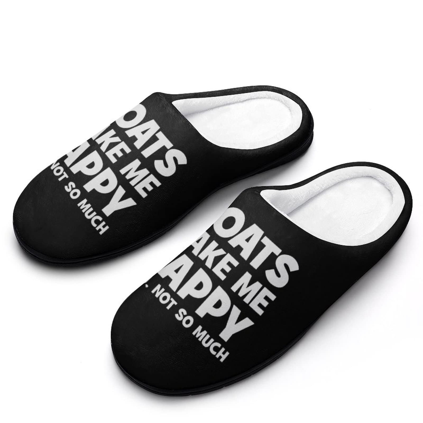 Goats Make ME Happy Men's Cotton Slippers with Memory Foam - Washable Non-Slip Indoor House Shoes for Comfortable Home & Lounge Wear