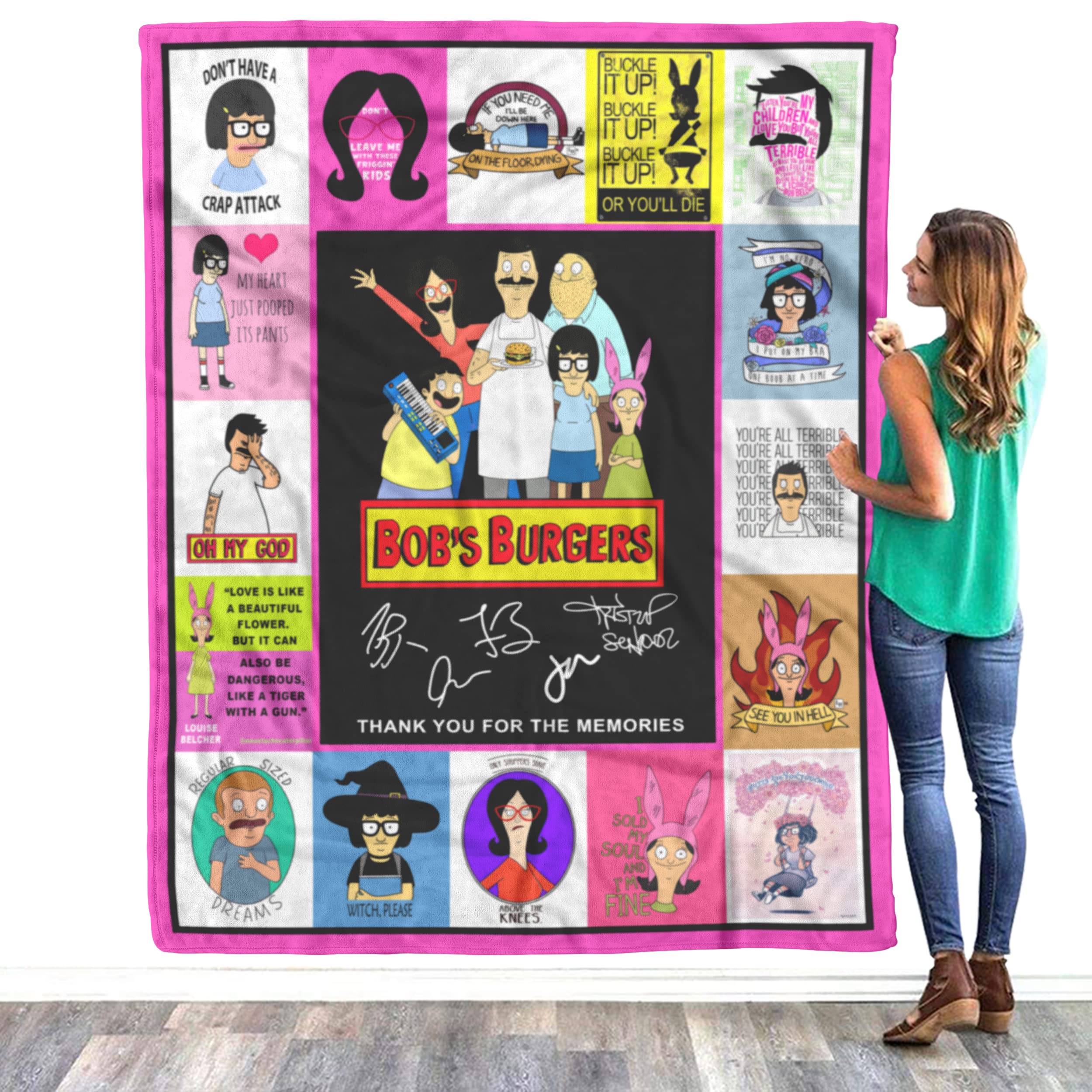 Bob's Burger Fleece Sherpa Blanket - Ultra Soft Lightweight Throw for Bed, Couch & Travel - Cozy Plush Quilt for Living Room, Bedroom & Outdoor Camping